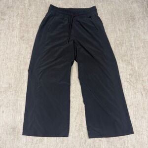 Athleta Womens Black Wide Leg Drawstring Zip Pocket‎ Pants High Rise Activewear